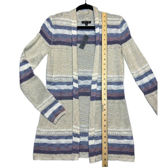 NWT Lety & Me Striped Corinne Crochet Knit Cardigan - Picture 7 of 9